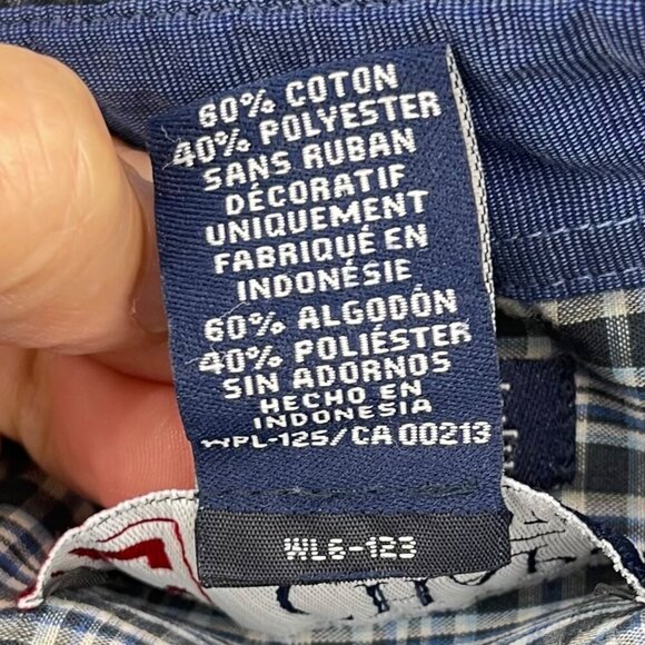 Chaps Men’s Easy‑Care Short‑Sleeve Plaid Shirt L/G (2XL Fit) Blue/Grey/White - Picture 7 of 7